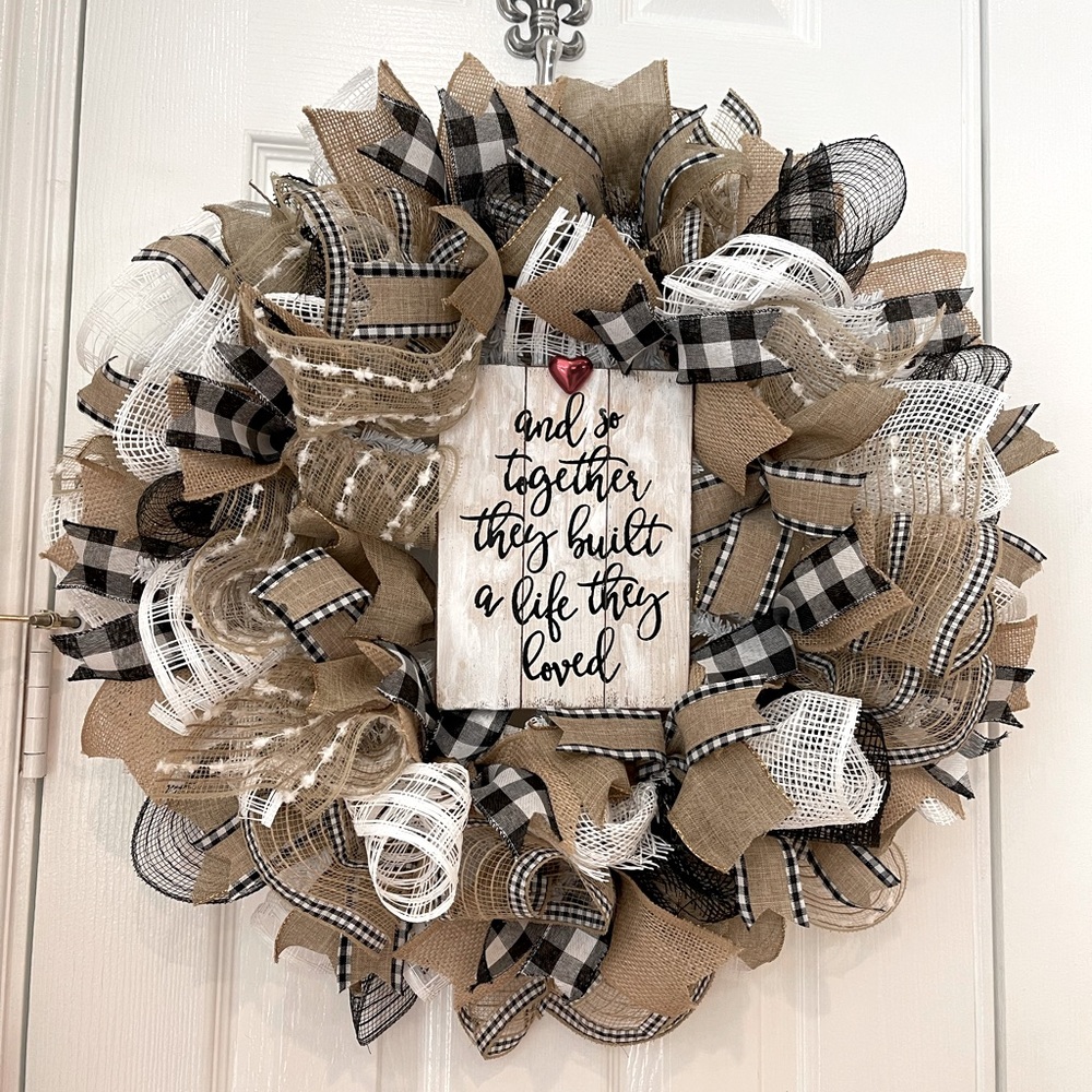 VALENTINE’S DAY Wreath “And so together they built a life they loved”  24” FULL